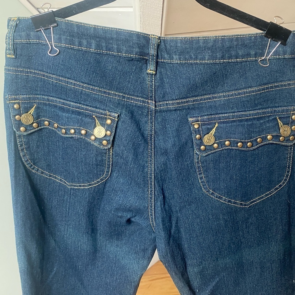 Bill Blass Vintage Stretch Bootcut Jeans Embellished Riveted Pockets Blue 14P - Picture 8 of 11